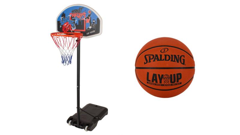 Basketstander Junior Med Spalding Bold Str  5   Højdejusterbar Fra 160 Til 210 Cm   Hurtig Levering