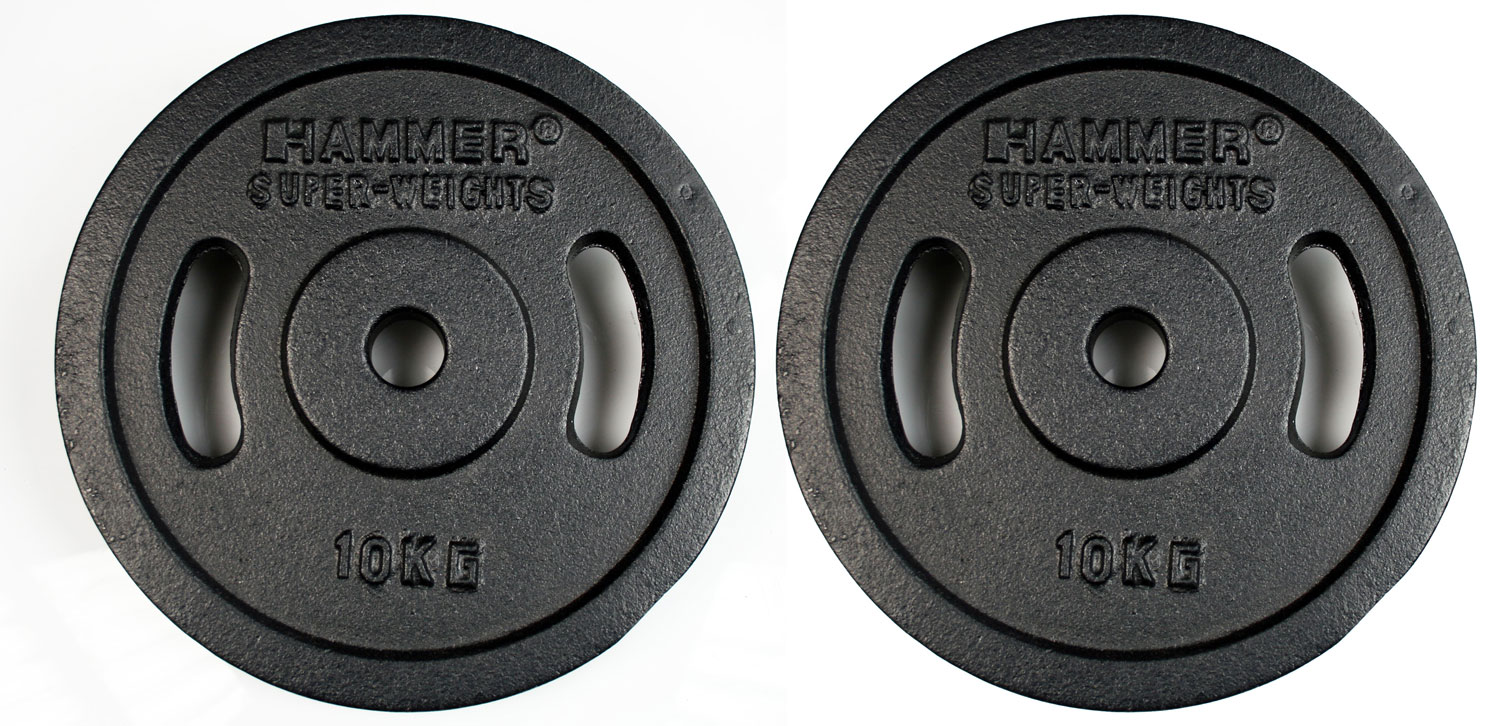 Hammer Dumbbell Weight Discs 2 X 10 Kg  Iron  ø 30 Mm
