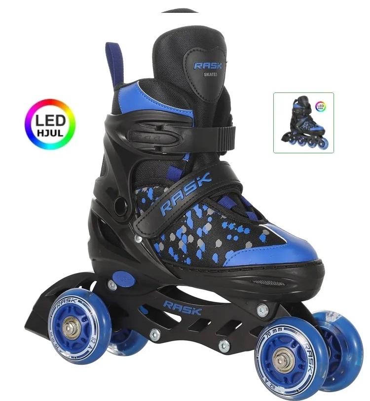 Rask Rulleskøjte 3 I 1 Splash Led Blue Justerbar Over Hele 4 Sko Numre Med Smart Kliksystem Str 30 33