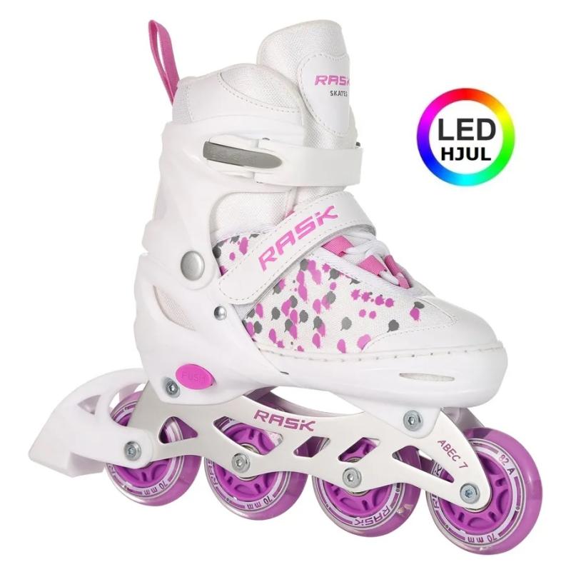 Rask Splash White Led Inliners Rulleskøjte Justerbar Over 4 Skonumre Hurtig Levering Str 26 29