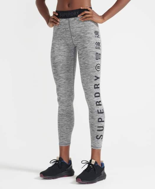 Superdry Sport   Training Elastic Leggings   Grey Marl L