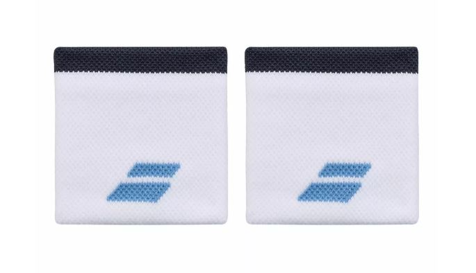 Babolat Logo Wristbands  2 Pak  White Drive Blue