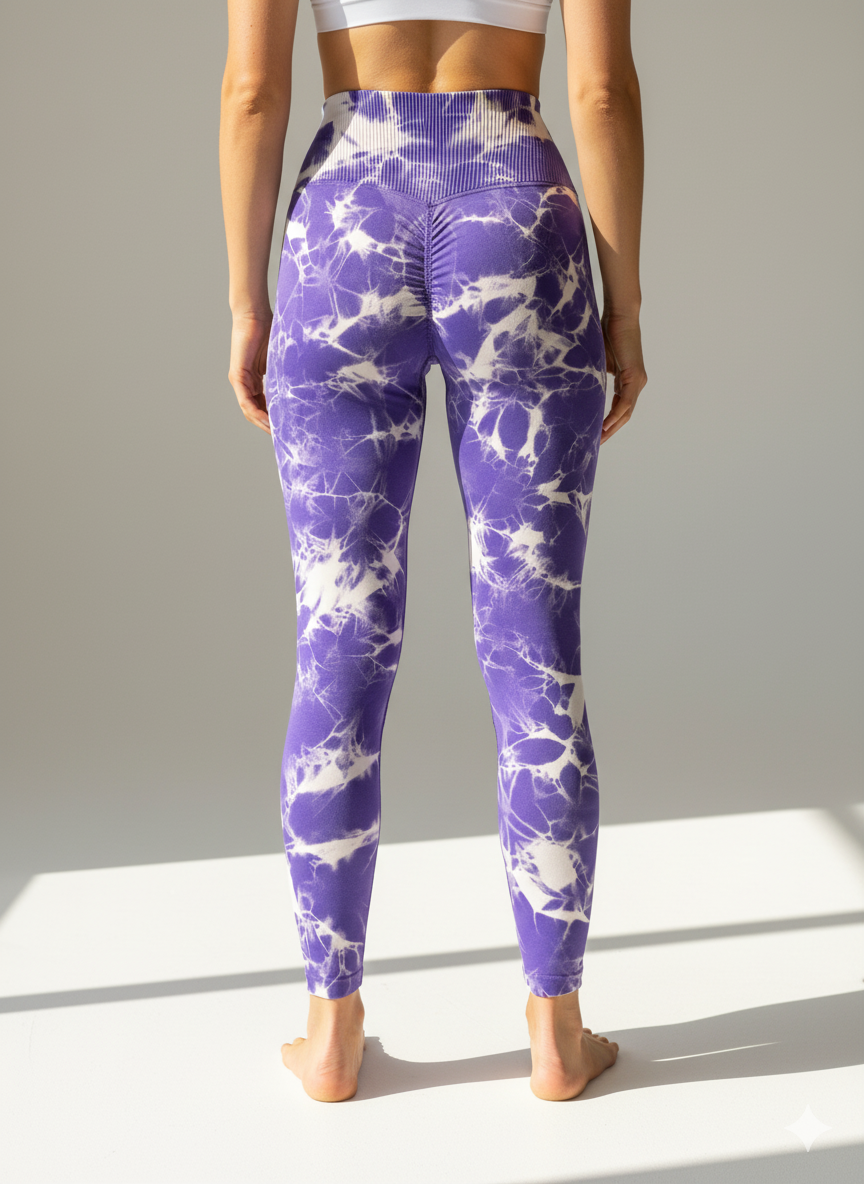 Tie Dye Scrunch Leggings Purple   Small   Purple