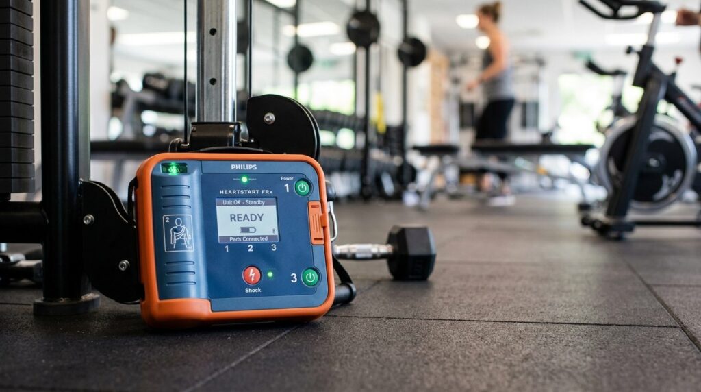 Close-up professional stock photo of a portable automated ex