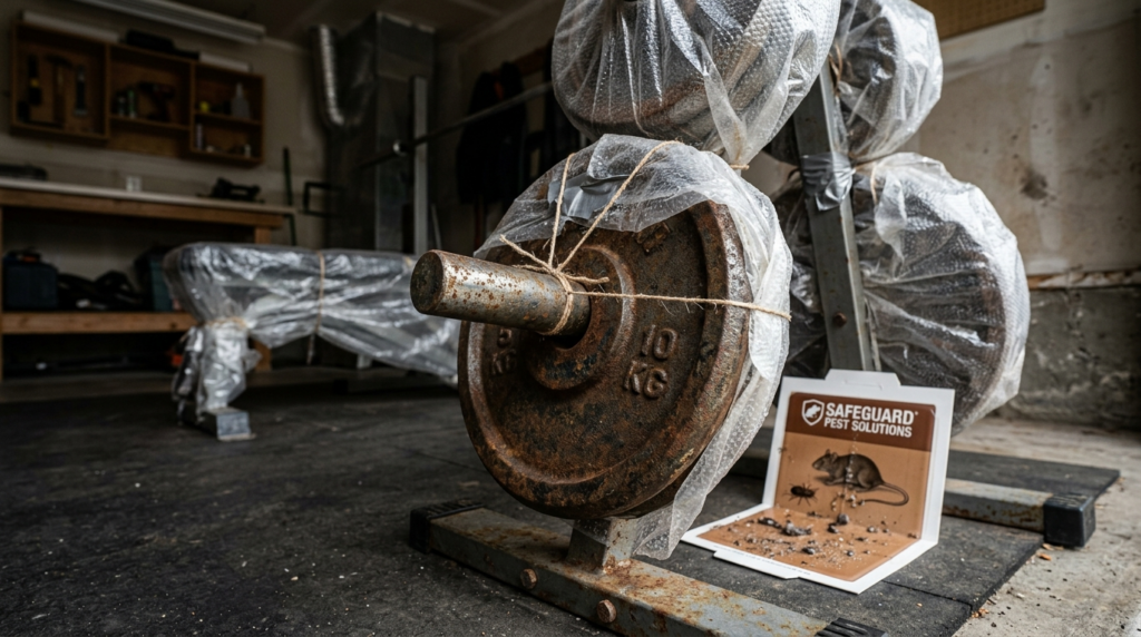 Professional photograph of preserved fitness equipment showi